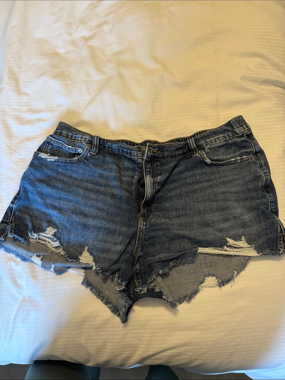 American Eagle Outfitters Distressed Dark Blue Denim Cutoff Shorts